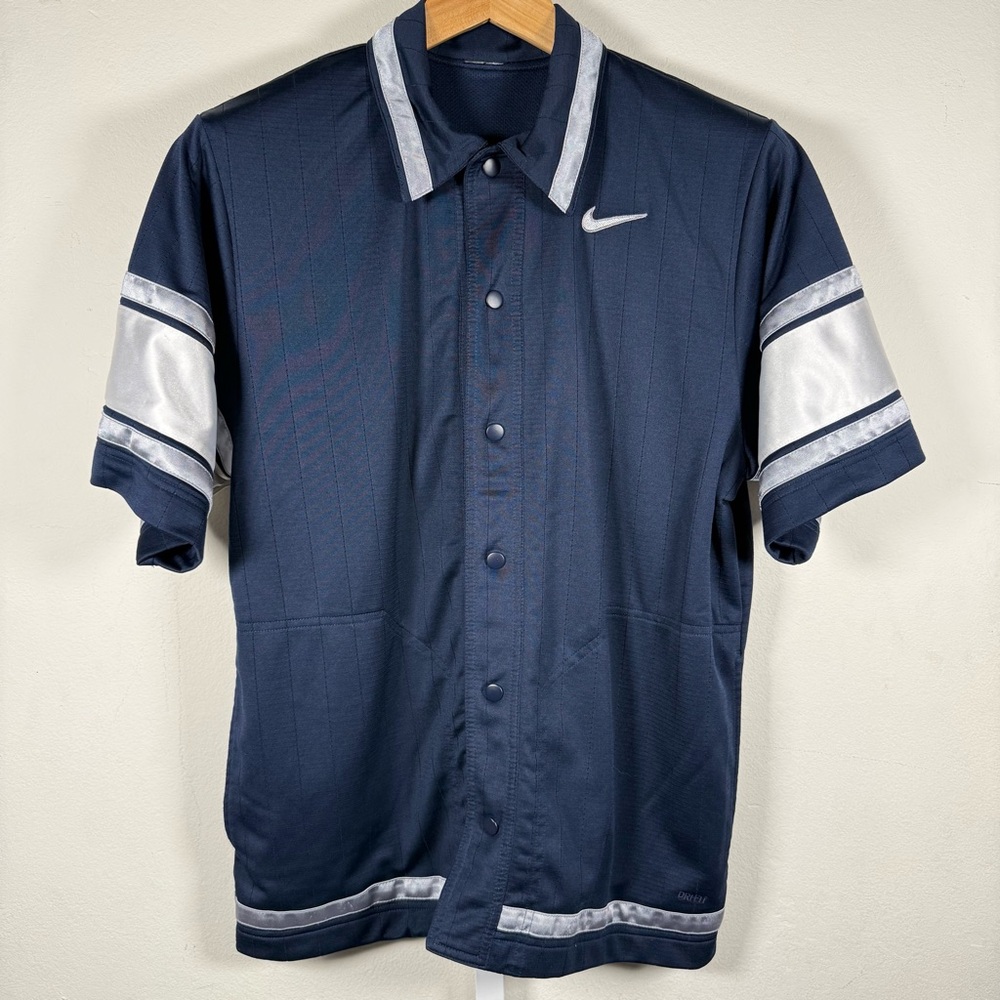 Vintage Nike Basketball Warm-Up Jersey Tear Away Snap Buttons Blue Gray Size XL